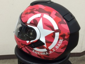 ショウエイネオテックヘルメットラッピング貼り完成左後ろ