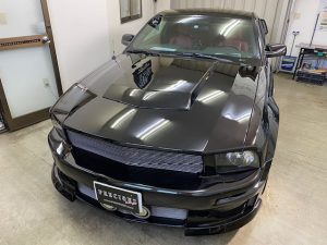 フォードマスタングオリジナルパイソン柄ストライプ施工前