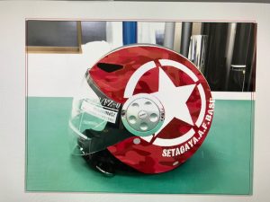 ヘルメットラッピング子供用ヘルメット迷彩カラー施工前合成画像画面