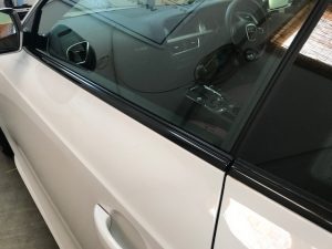 AUDI アウディS５クーペメッキウィンドモールラッピング完成左側下部