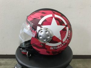 ヘルメットラッピング子供用ヘルメット迷彩カラー完成左