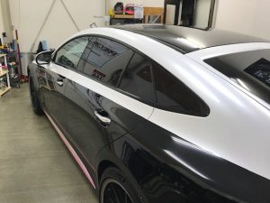 メルセデスAMGGT53ツートンラッピング施工完成左後ろから